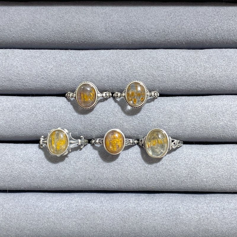 5 Pieces S925 Auralite 23 Crystal Different Styles Beautiful Rings -Wholesale Crystals