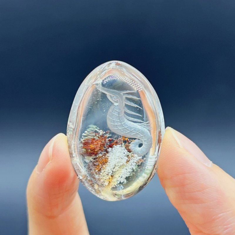 5 Pieces Seahorse Garden Quartz Inner Scene Carving - Wholesale Crystals