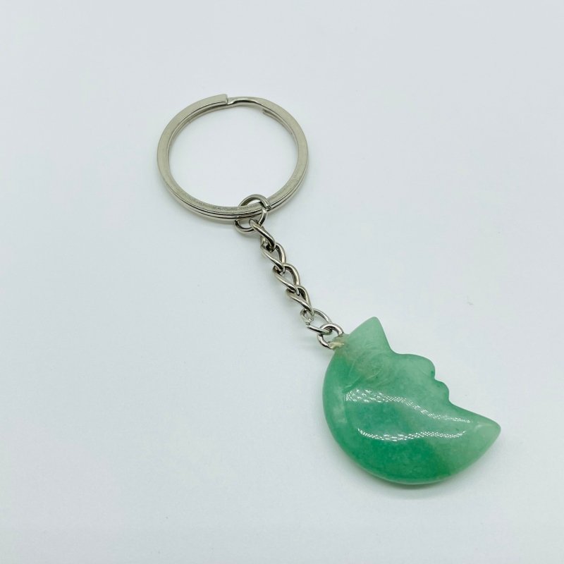 5 Types Moon Face Crystal Keychain Carving Wholesale Clear Quartz Black Obsidian -Wholesale Crystals