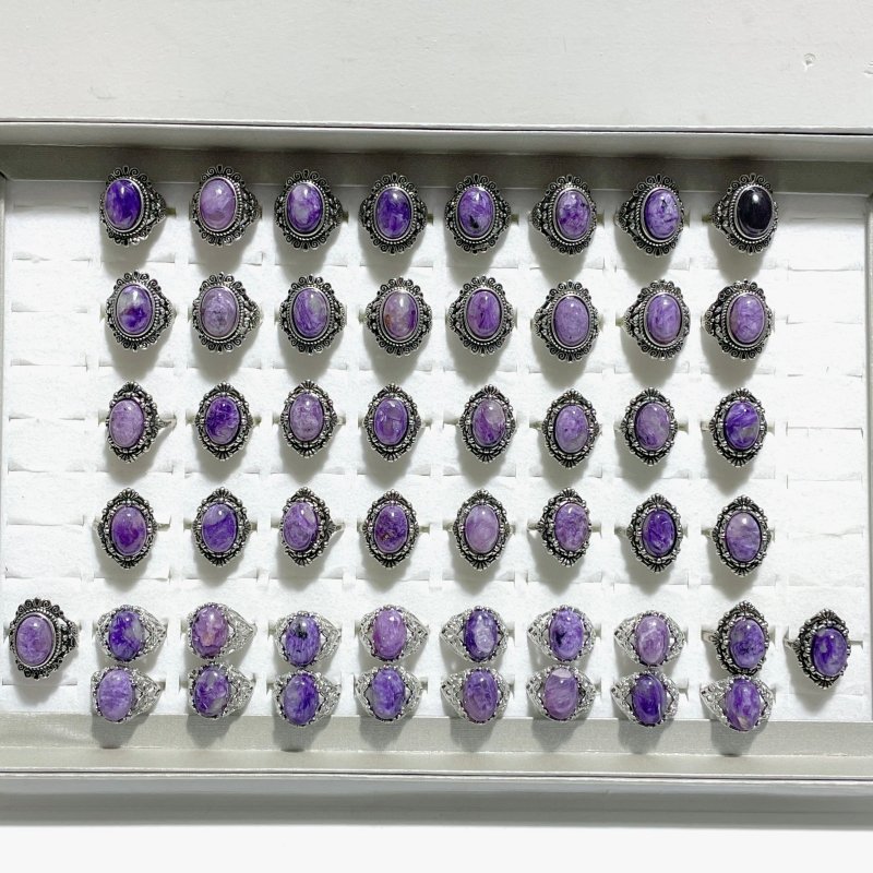 50 Pieces Charoite Different Styles Ring 3 - Wholesale Crystals