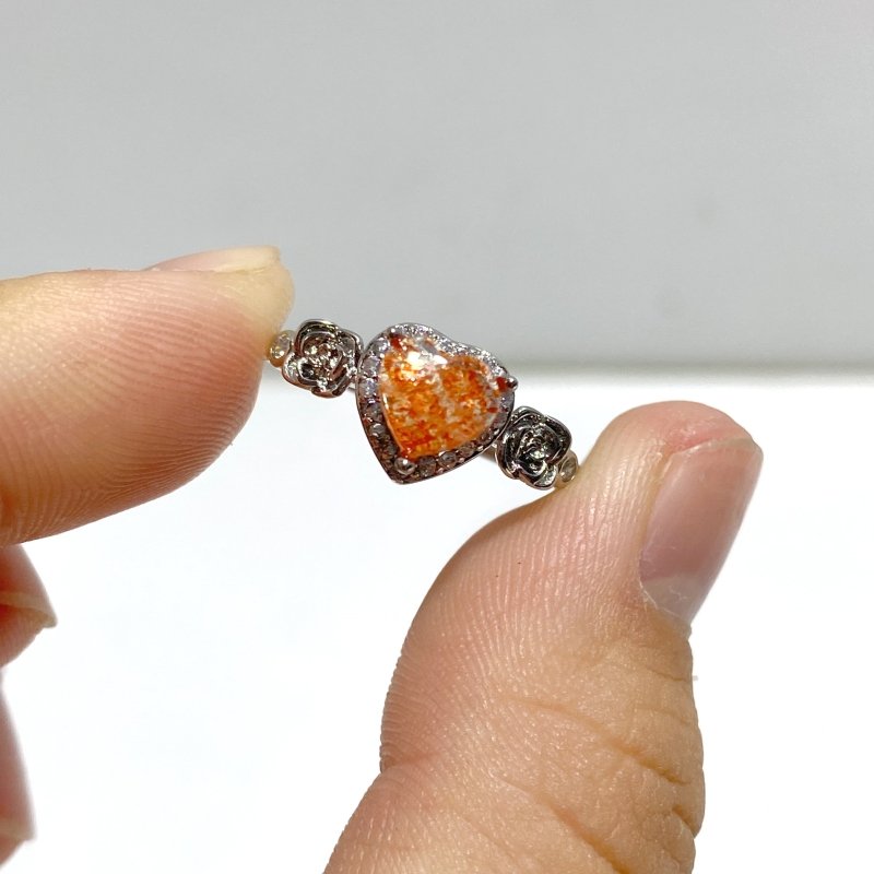 56 Pieces Beautiful Sunstone Heart Shape Ring 2 - Wholesale Crystals
