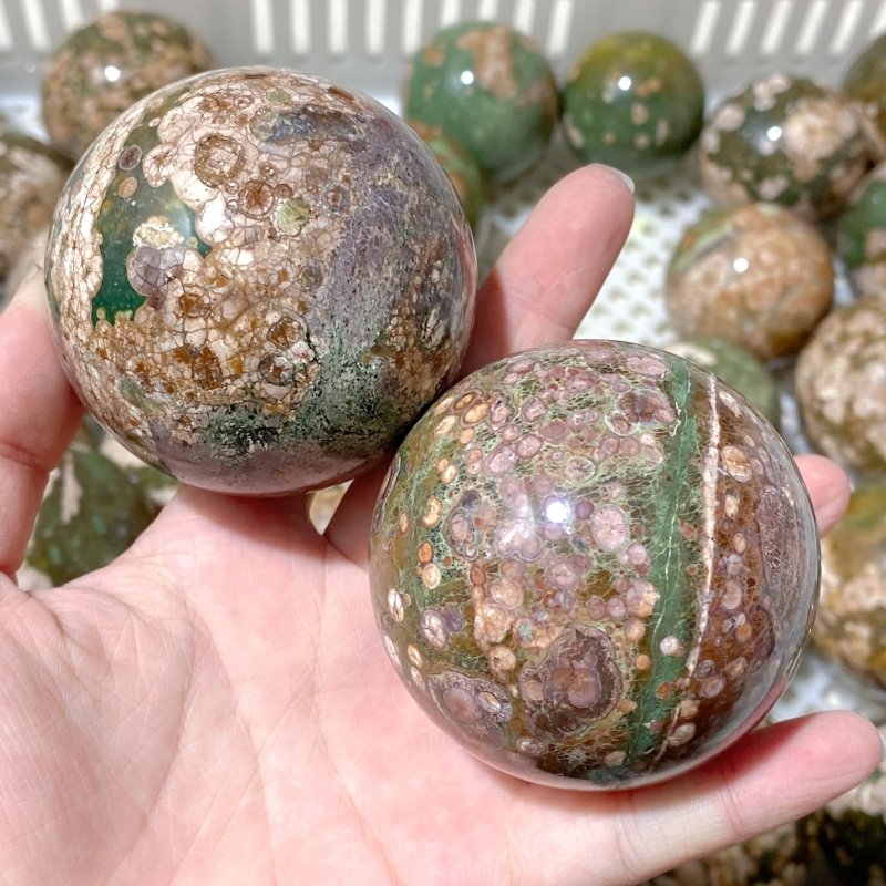 56 Pieces Rainforest Jasper Spheres (Sea Freight Only) -Wholesale Crystals