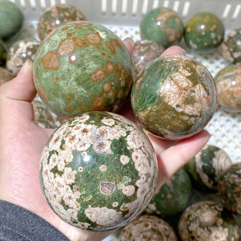 56 Pieces Rainforest Jasper Spheres (Sea Freight Only) -Wholesale Crystals