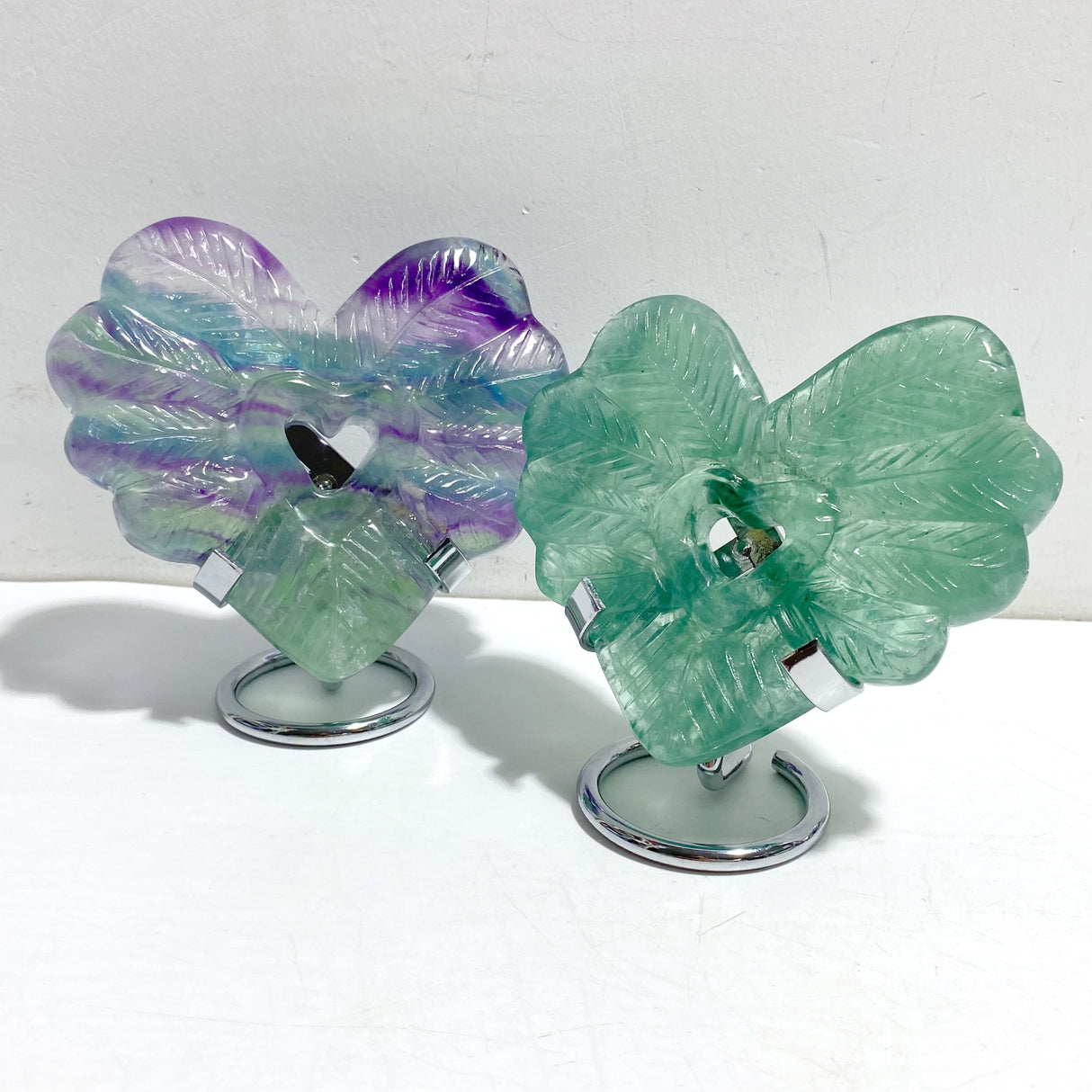 7 Pieces Rainbow Fluorite Heart With Stand