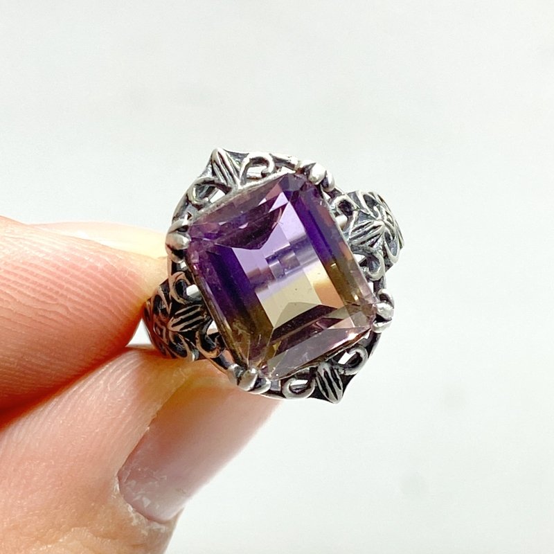 6 Pieces Ametrine Sugar Cube 925 Silver Ring - Wholesale Crystals
