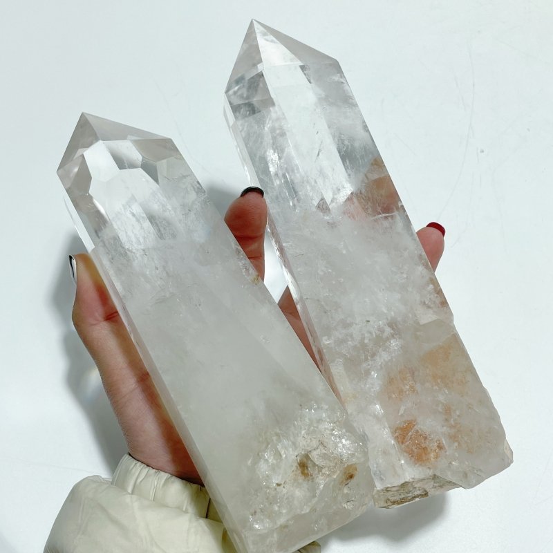 6 Pieces Clear Quartz Large Points Raw Bottom - Wholesale Crystals