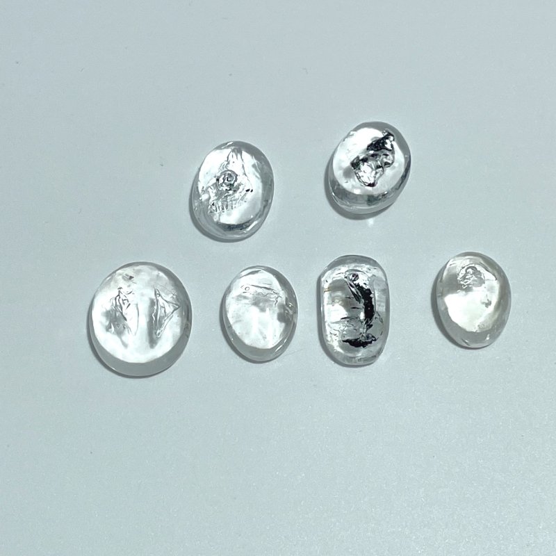 6 Pieces Enhydro Quartz Oval Cabochon Polished Crystal DIY Pendant 2 - Wholesale Crystals