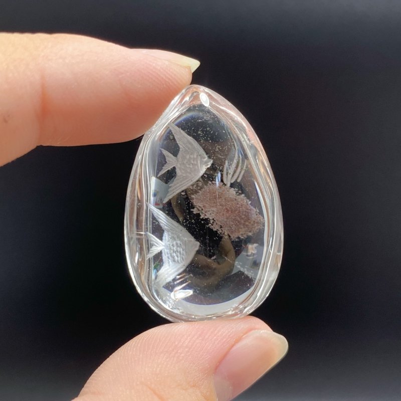 6 Pieces Fish Garden Quartz Inner Scene Carving -Wholesale Crystals