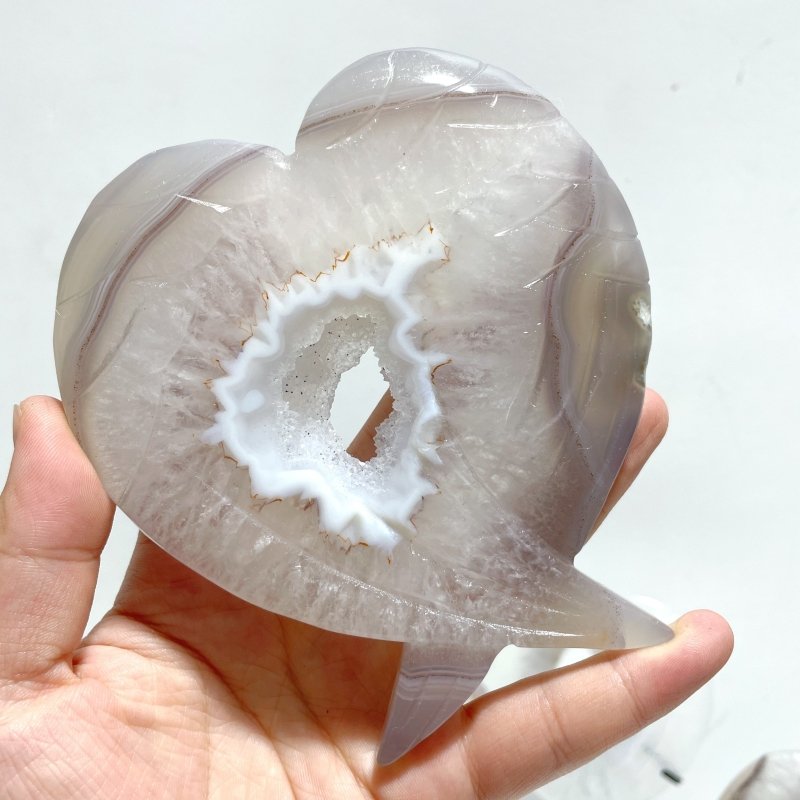 6 Pieces Geode Druzy Agate Fish Carving With Stand - Wholesale Crystals