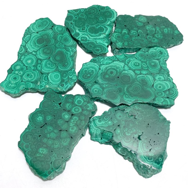 6 Pieces High Quality Beautiful Malachite Slab - Wholesale Crystals