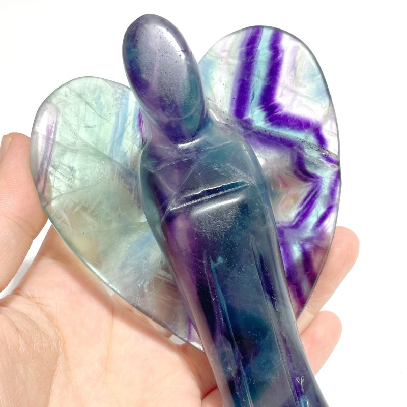 6 Pieces Large Rainbow Fluorite Angel Carving - Wholesale Crystals