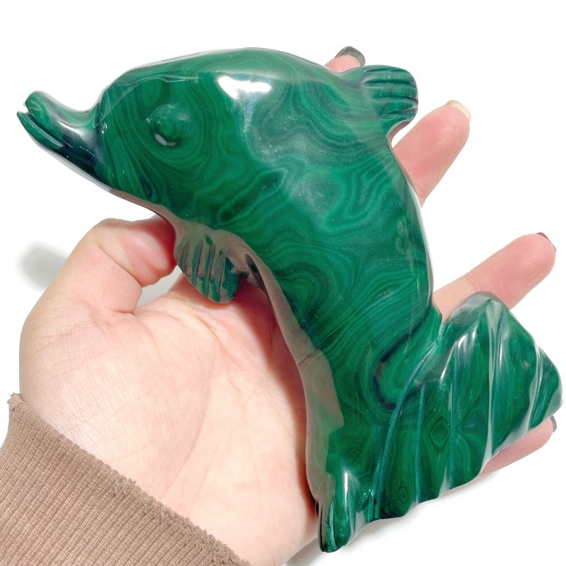 6 Pieces Malachite Sea Animals Carving - Wholesale Crystals