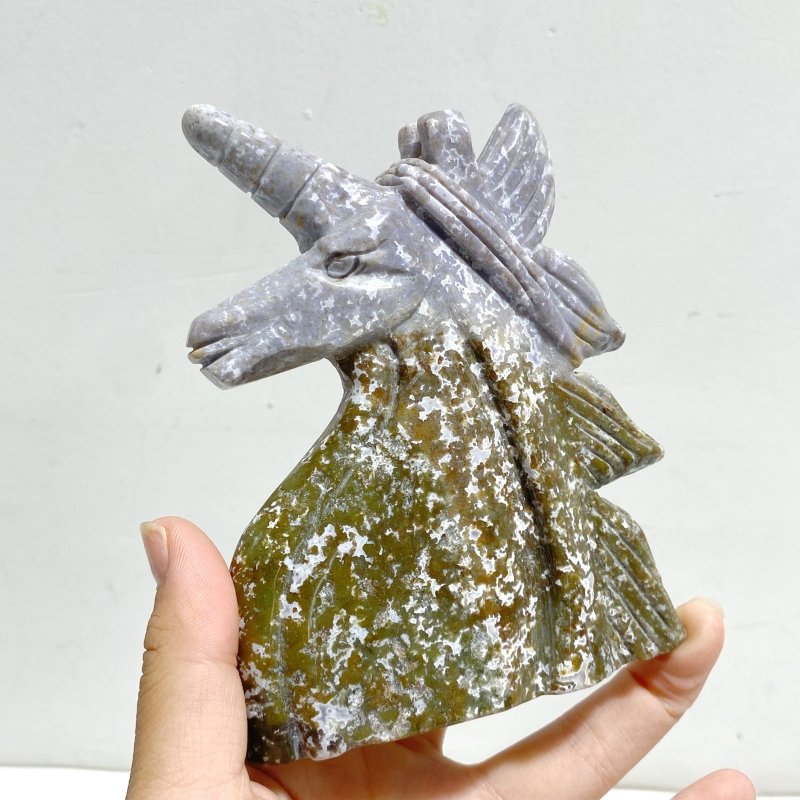 6 Pieces Ocean Jasper Unicorn Carving - Wholesale Crystals