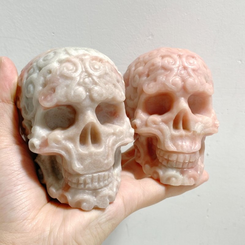 6 Pieces Pink Opal Skull Carving -Wholesale Crystals
