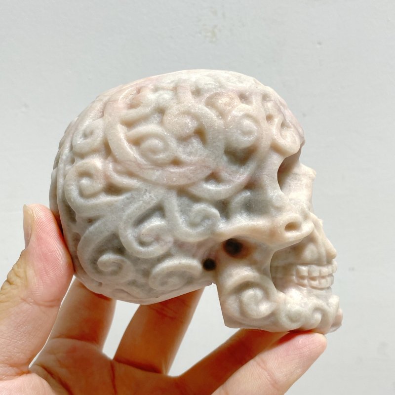 6 Pieces Pink Opal Skull Carving -Wholesale Crystals
