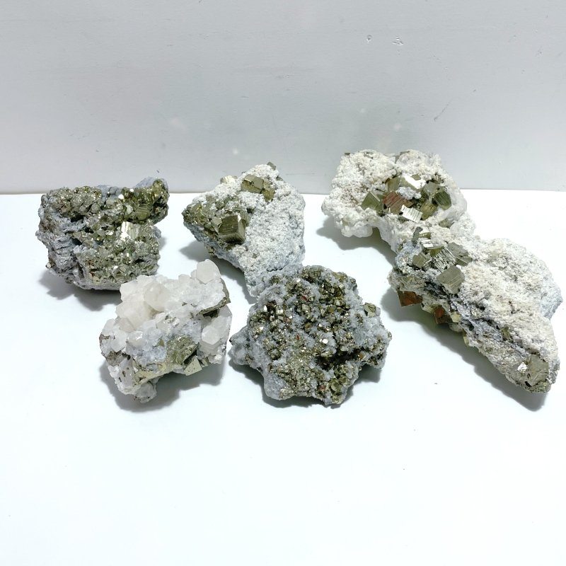 6 Pieces Raw Pyrite Mineral Specimen Home Decor For Collection - Wholesale Crystals
