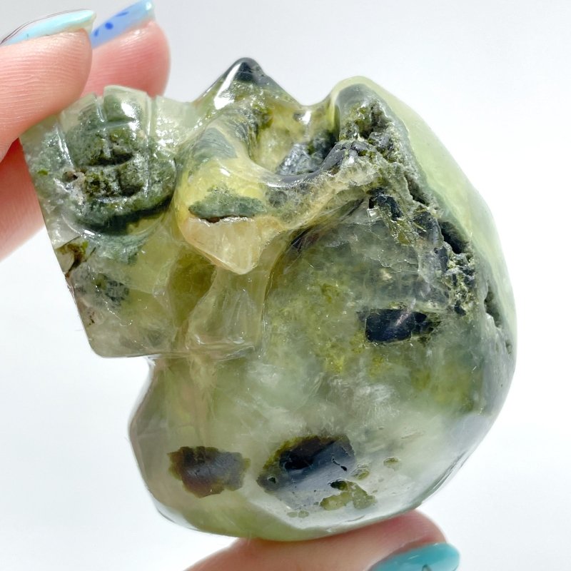 6 Pieces Small Prehnite Skull Carving - Wholesale Crystals