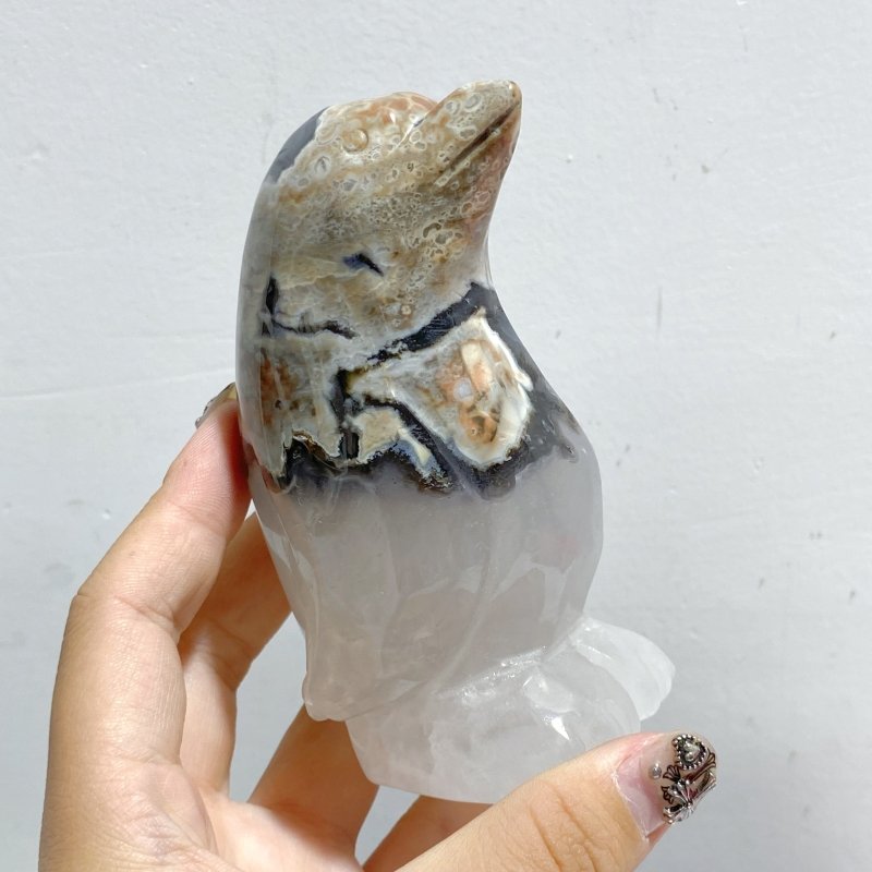6 Pieces Volcano Agate Penguin Carving (UV-Reactive) (Defective) -Wholesale Crystals