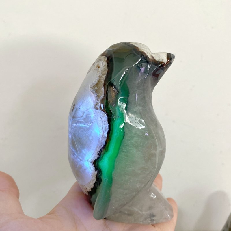 6 Pieces Volcano Agate Penguin Carving (UV-Reactive) (Defective) -Wholesale Crystals