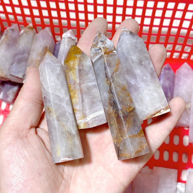 63 Pieces Amethyst Mixed Striped Agate Points - Wholesale Crystals