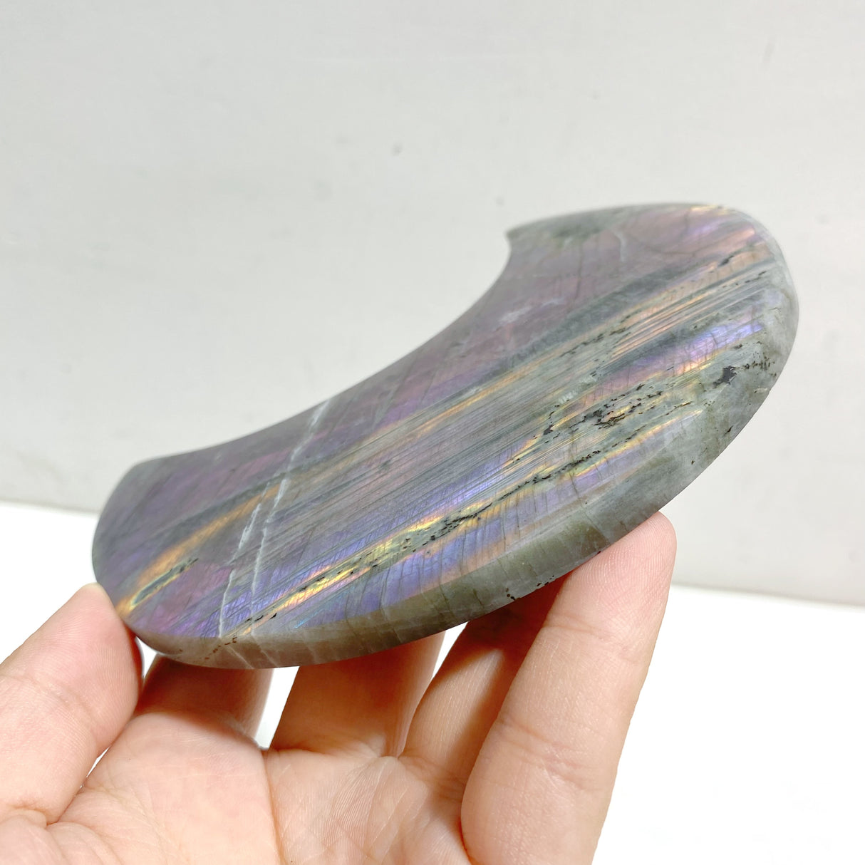 3 Pieces Beautiful Labradorite Moon Carving With Stand