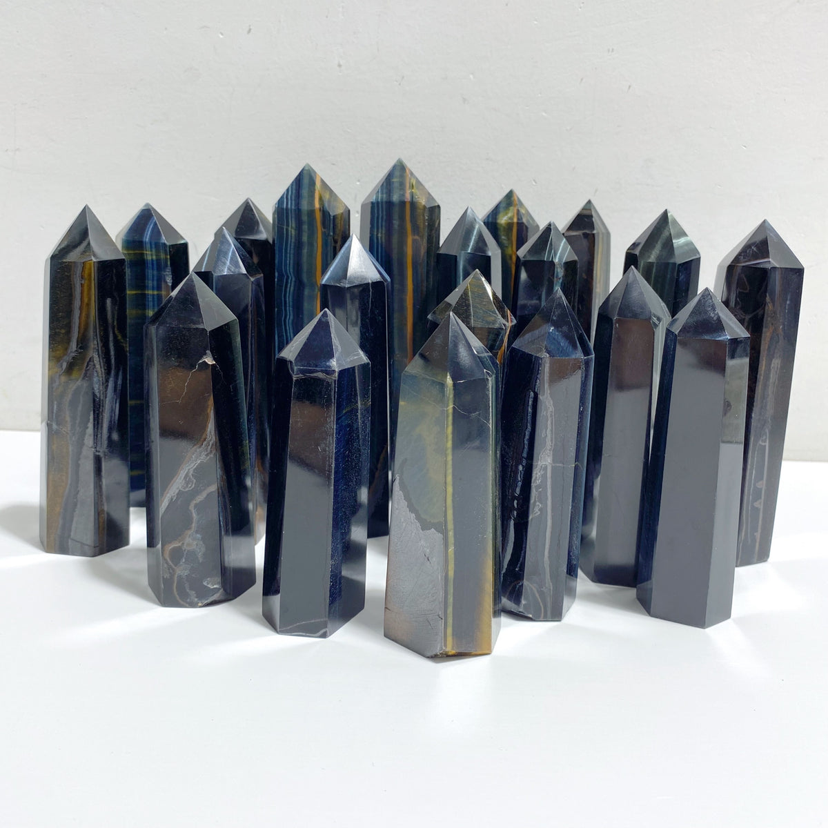 20 Pieces Fat Blue Tiger Eye Tower Points