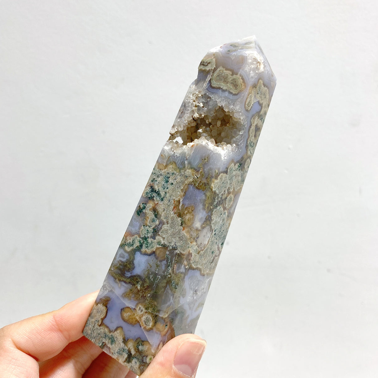 11 Pieces Moss Agate Four-Sided Tower Points