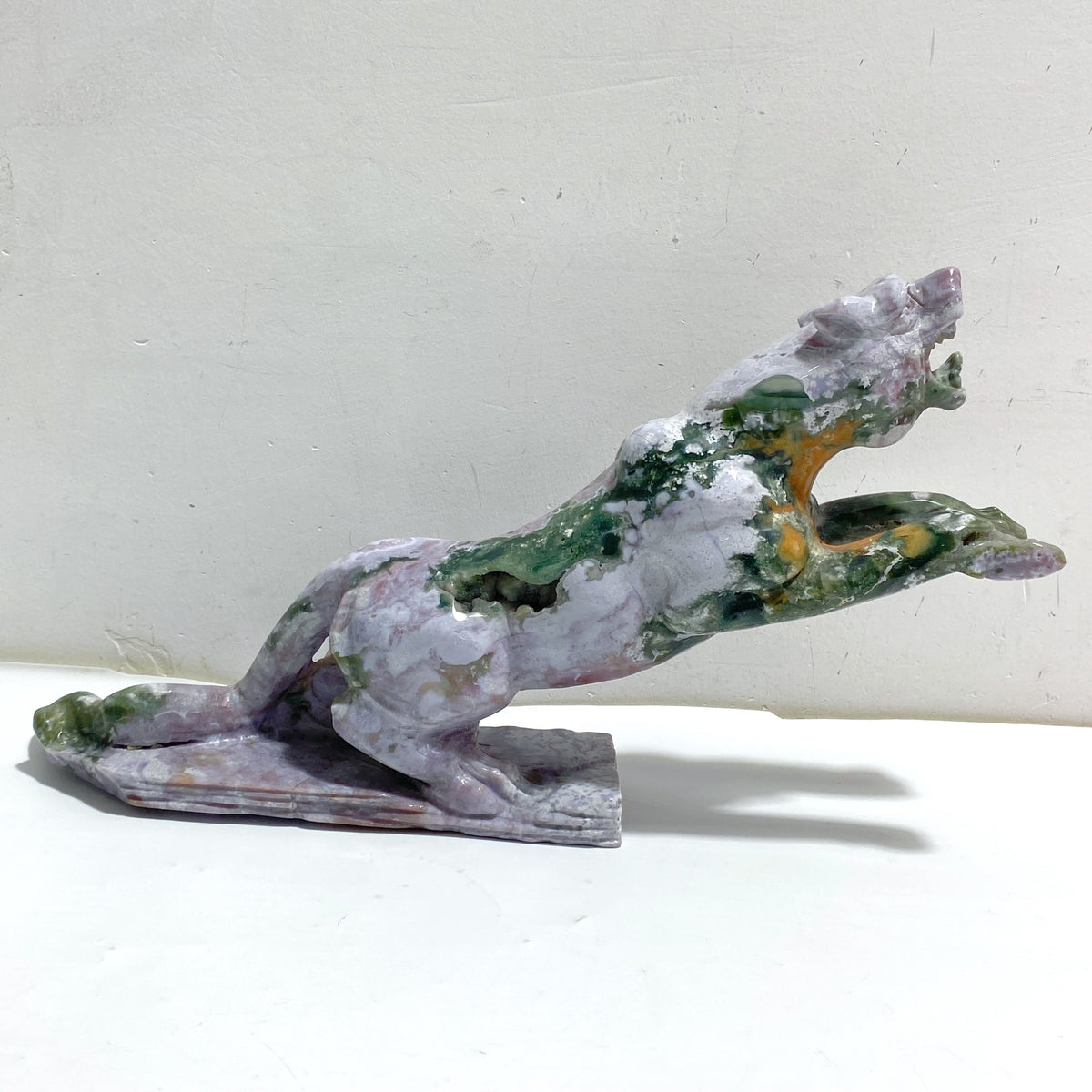 Unique Ocean Jasper Leopard Panther Crystal Carving