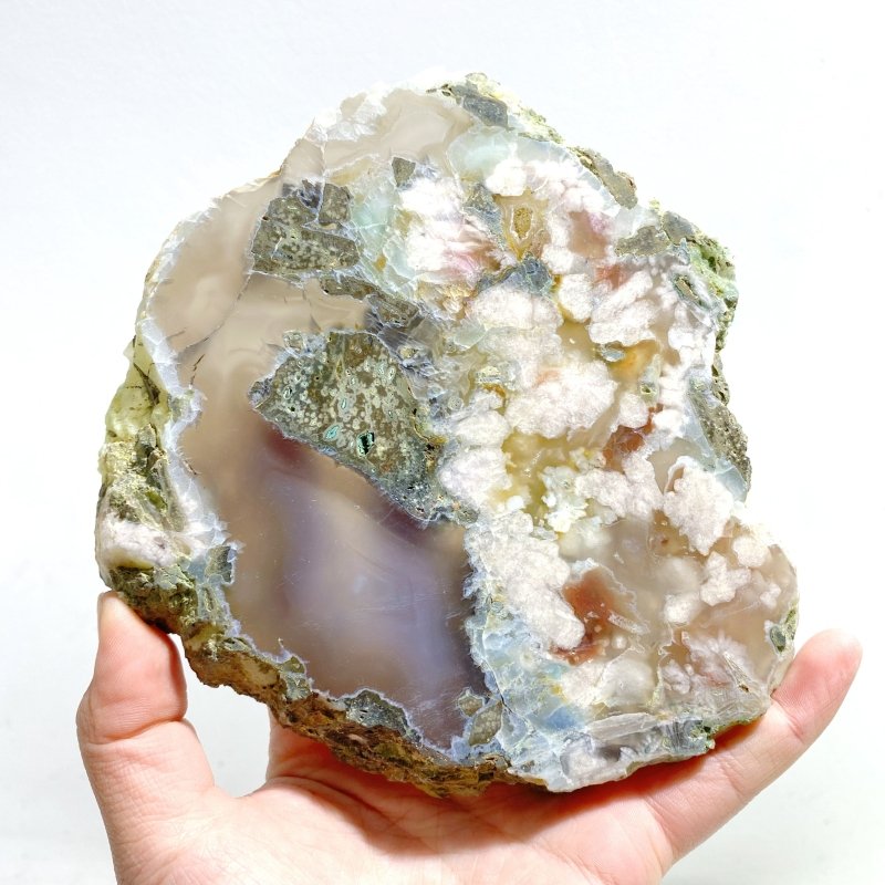 7 Pieces Beautiful Large Green Sakura Flower Agate Slab - Wholesale Crystals