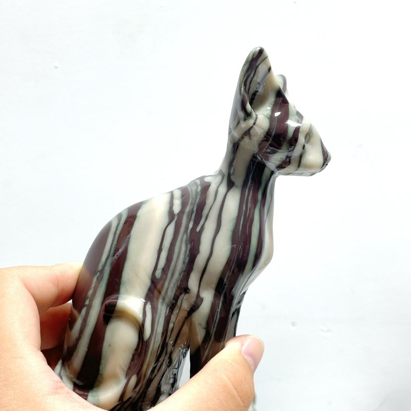 7 Pieces China Grey Stripe Stone Cat Carving - Wholesale Crystals