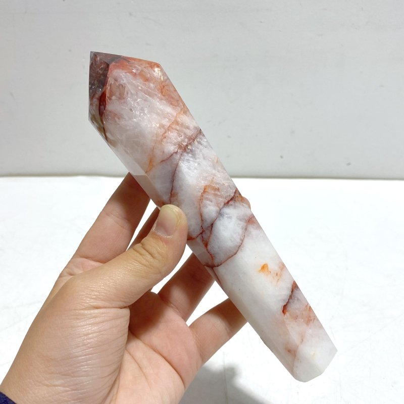 7 Pieces Fire Quartz Point Magic Scepter Wand With Stand - Wholesale Crystals