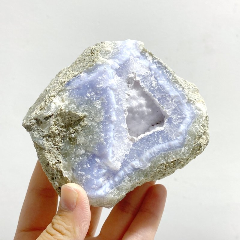 7 Pieces Geode Blue Chalcedony Druzy - Wholesale Crystals