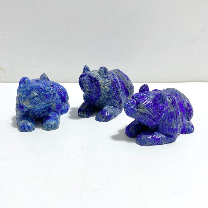 7 Pieces Lapis Lazuli Bear Carving - Wholesale Crystals