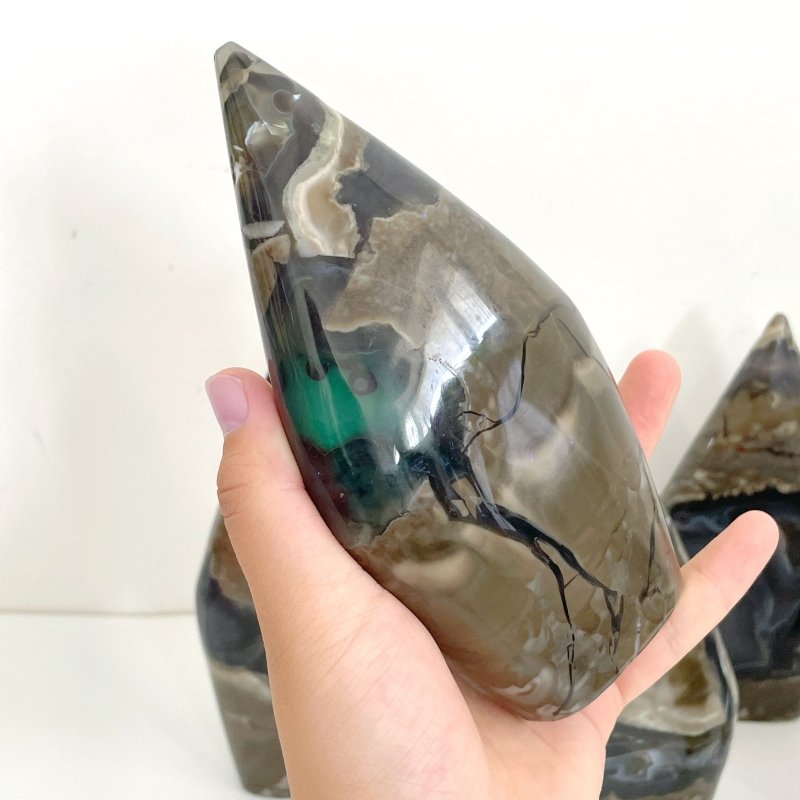7 Pieces Large Volcano Agate Arrow Head Shape Home Decor (UV - Reactive) - Wholesale Crystals