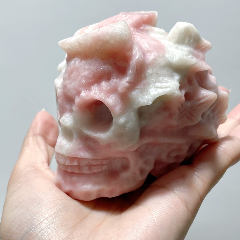 7 Pieces Pink Opal Butterfly Skull Carving - Wholesale Crystals