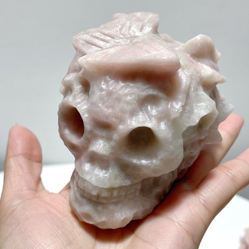 7 Pieces Pink Opal Butterfly Skull Carving - Wholesale Crystals