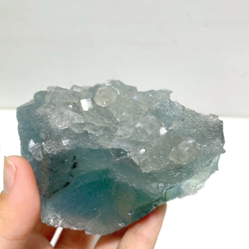 7 Pieces Raw Blue Fluorite Mixed Calcite Specimen - Wholesale Crystals