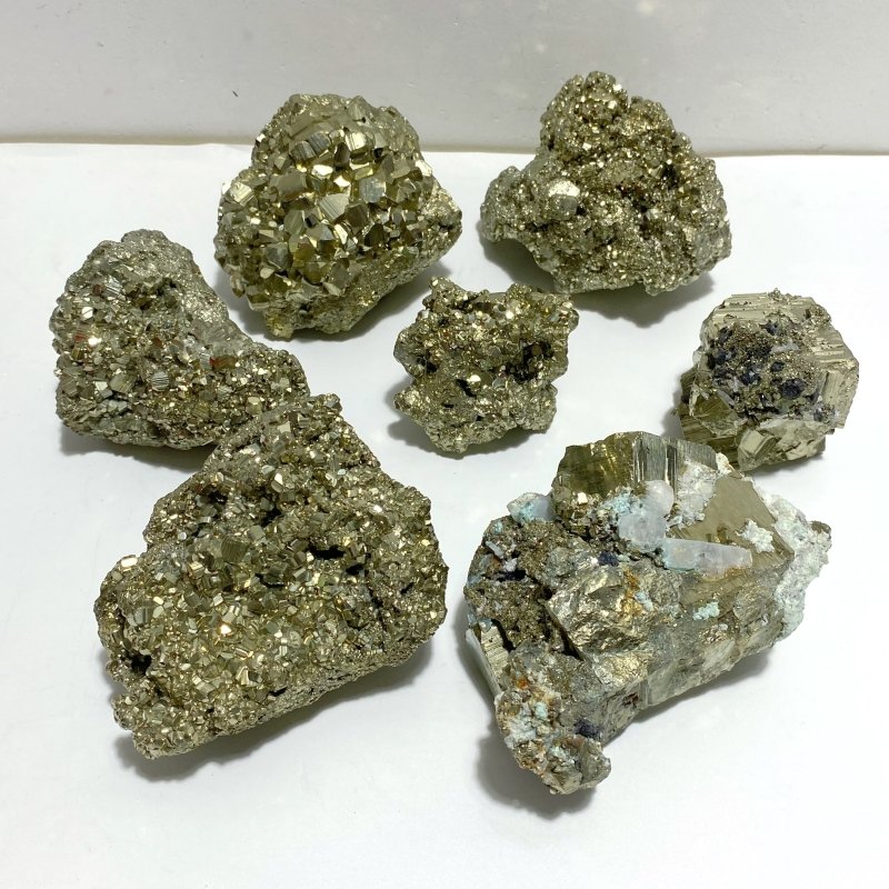 7 Pieces Raw Pyrite Mixed Calcite Mineral Specimen Home Decor For Collection - Wholesale Crystals