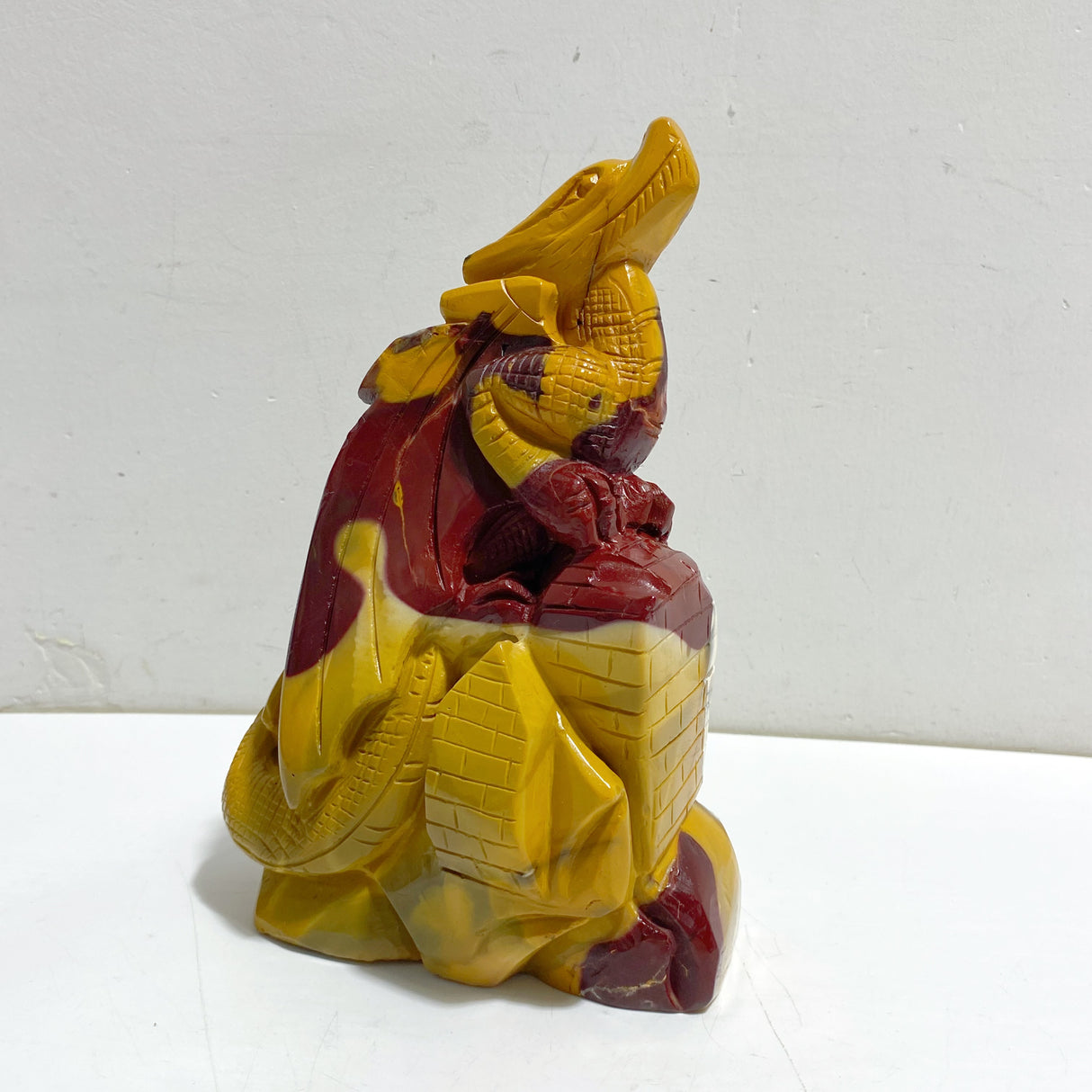 Unique Mookaite Flying Dragon Castle Carving #9