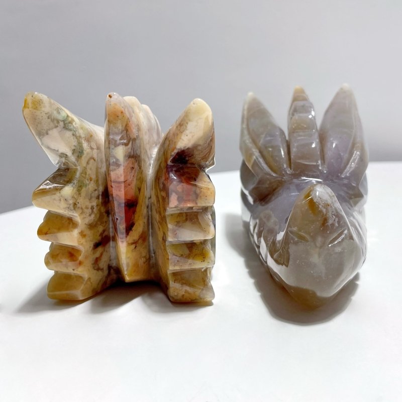 8 Pieces Agate Dragon Head Carving - Wholesale Crystals