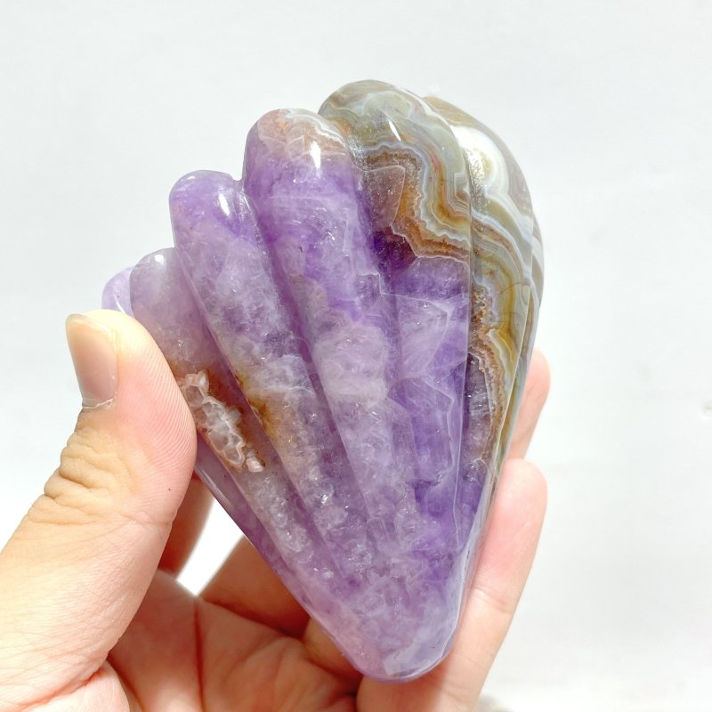 8 Pieces Amethyst Mixed Stripe Agate Shell Carving - Wholesale Crystals