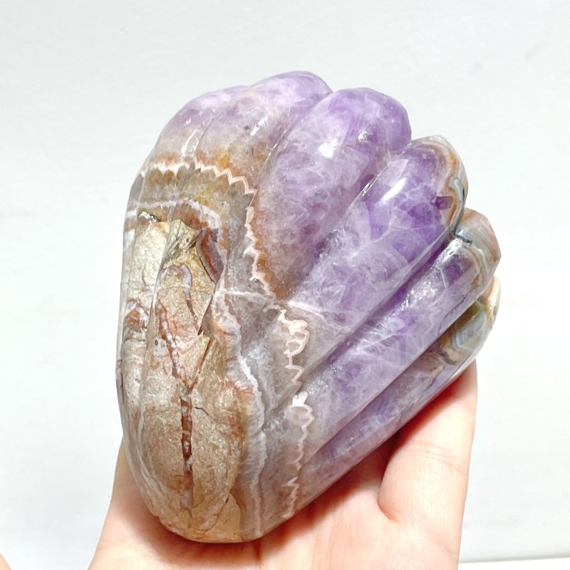8 Pieces Amethyst Mixed Stripe Agate Shell Carving - Wholesale Crystals