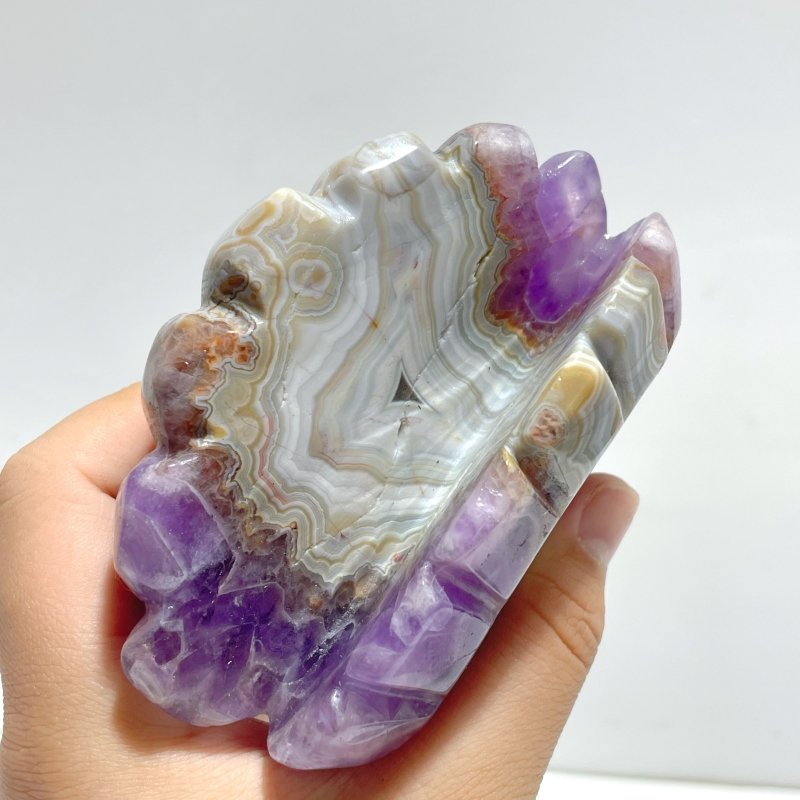 8 Pieces Amethyst Mixed Stripe Agate Shell Carving (Defect) - Wholesale Crystals