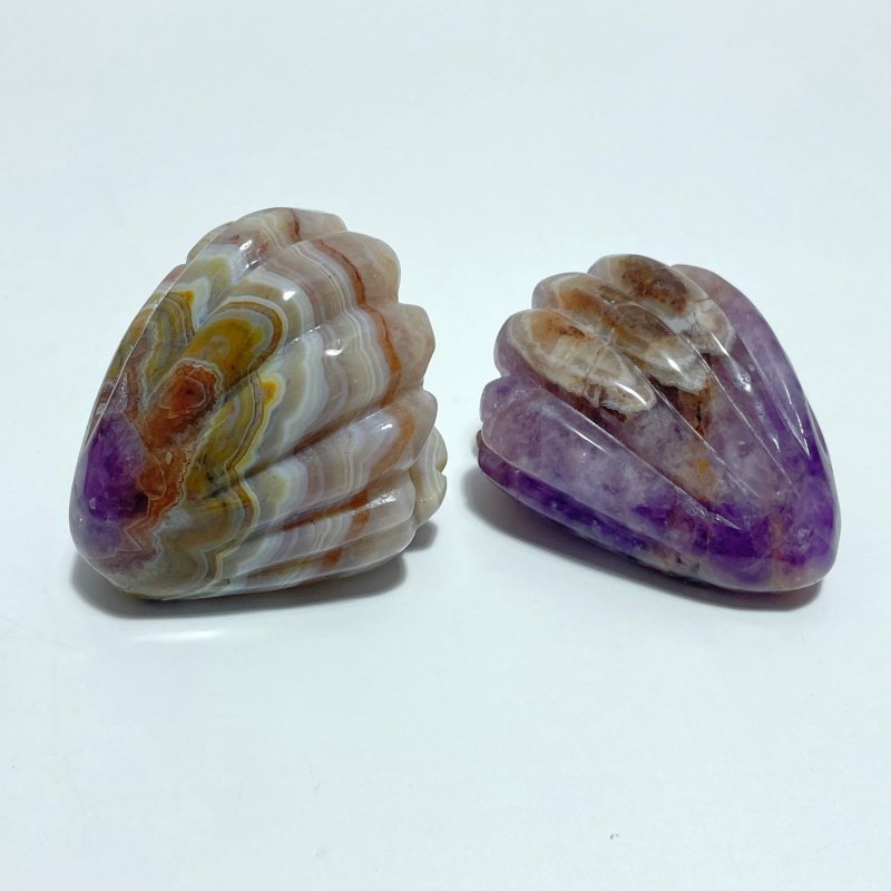 8 Pieces Amethyst Mixed Stripe Agate Shell Carving (Defect) - Wholesale Crystals