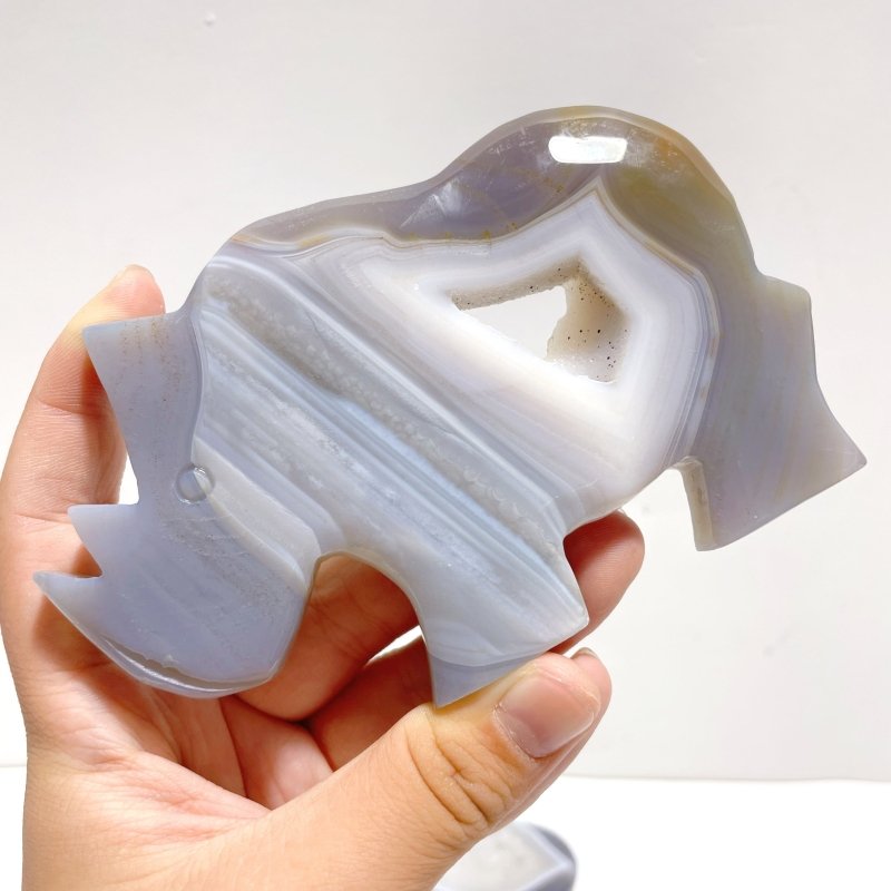 8 Pieces Beautiful Geode Druzy Agate Rhino Carving - Wholesale Crystals