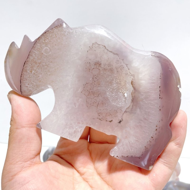 8 Pieces Beautiful Geode Druzy Agate Rhino Carving - Wholesale Crystals