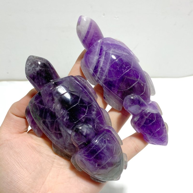 8 Pieces Chevron Amethyst Sea Turtles Carving - Wholesale Crystals