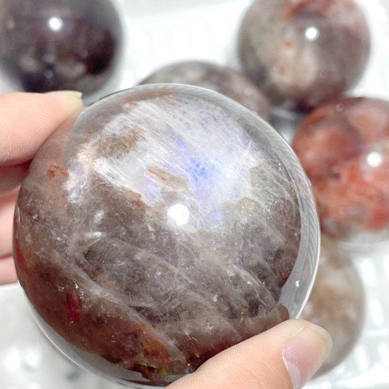 8 Pieces Fire Quartz Mixed Moonstone Spheres - Wholesale Crystals
