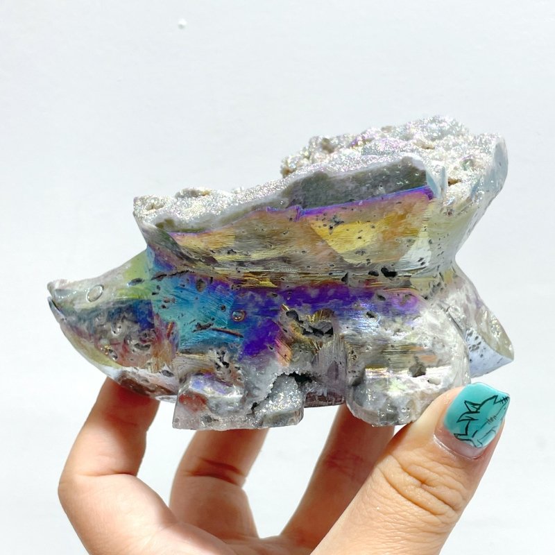 8 Pieces Geode Aura Sphalerite Hedgehog Carving - Wholesale Crystals