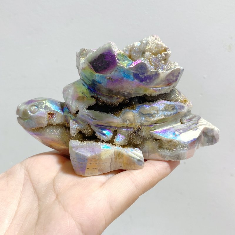 8 Pieces Geode Aura Sphalerite Sea Turtles Carving -Wholesale Crystals